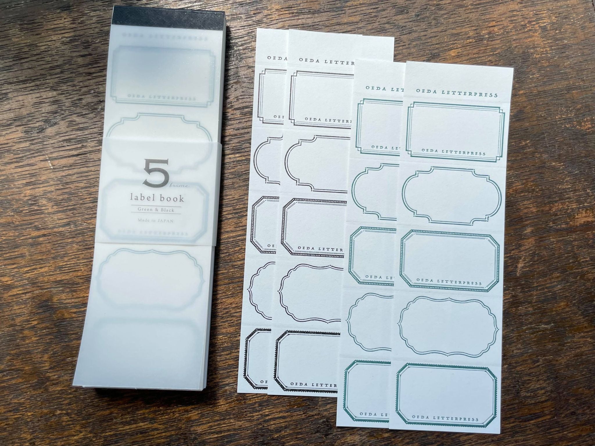 Oeda Letterpress 5 Frame Label Book: Frame (3 Colours) - Smidapaper Ikigai Shop