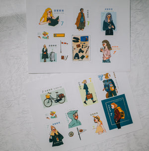 La Dolce Vita Bon Voyage Journey Stamp Sticker Sheet (set of 2) - Smidapaper Ikigai Shop
