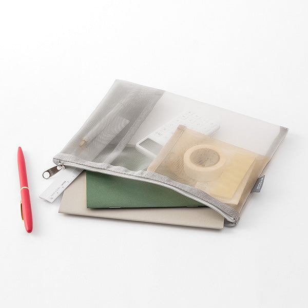Midori Pen & Tool Mesh Pouch: Grey - Smidapaper Ikigai Shop