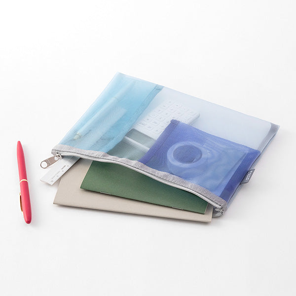 Midori Pen & Tool Mesh Pouch: Blue - Smidapaper Ikigai Shop