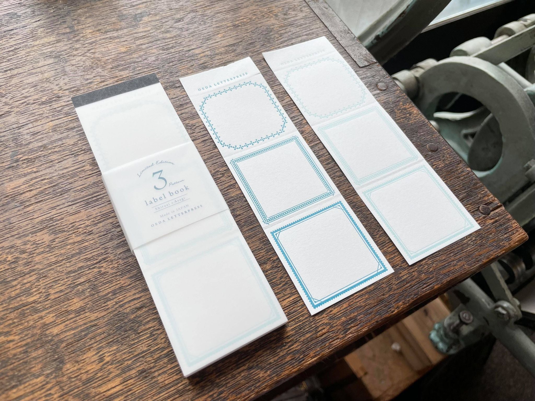Oeda Letterpress Summer Limited Edition 3 Pattern Label Book: Frame (2 Colours) - Smidapaper Ikigai Shop
