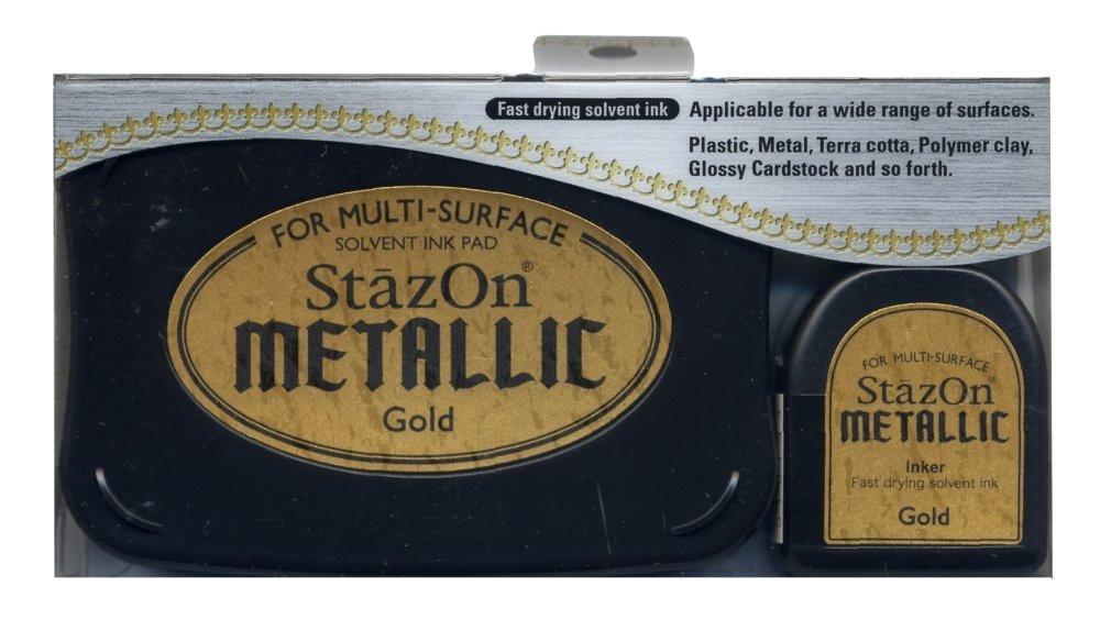 Tsukineko StazOn Metallic Ink and Reinker: Gold - Smidapaper Ikigai Shop
