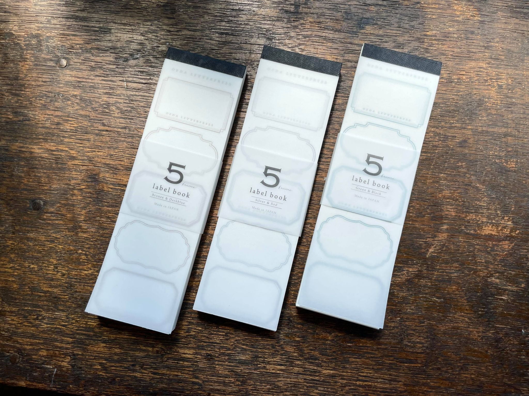 Oeda Letterpress 5 Frame Label Book: Frame (3 Colours) - Smidapaper Ikigai Shop
