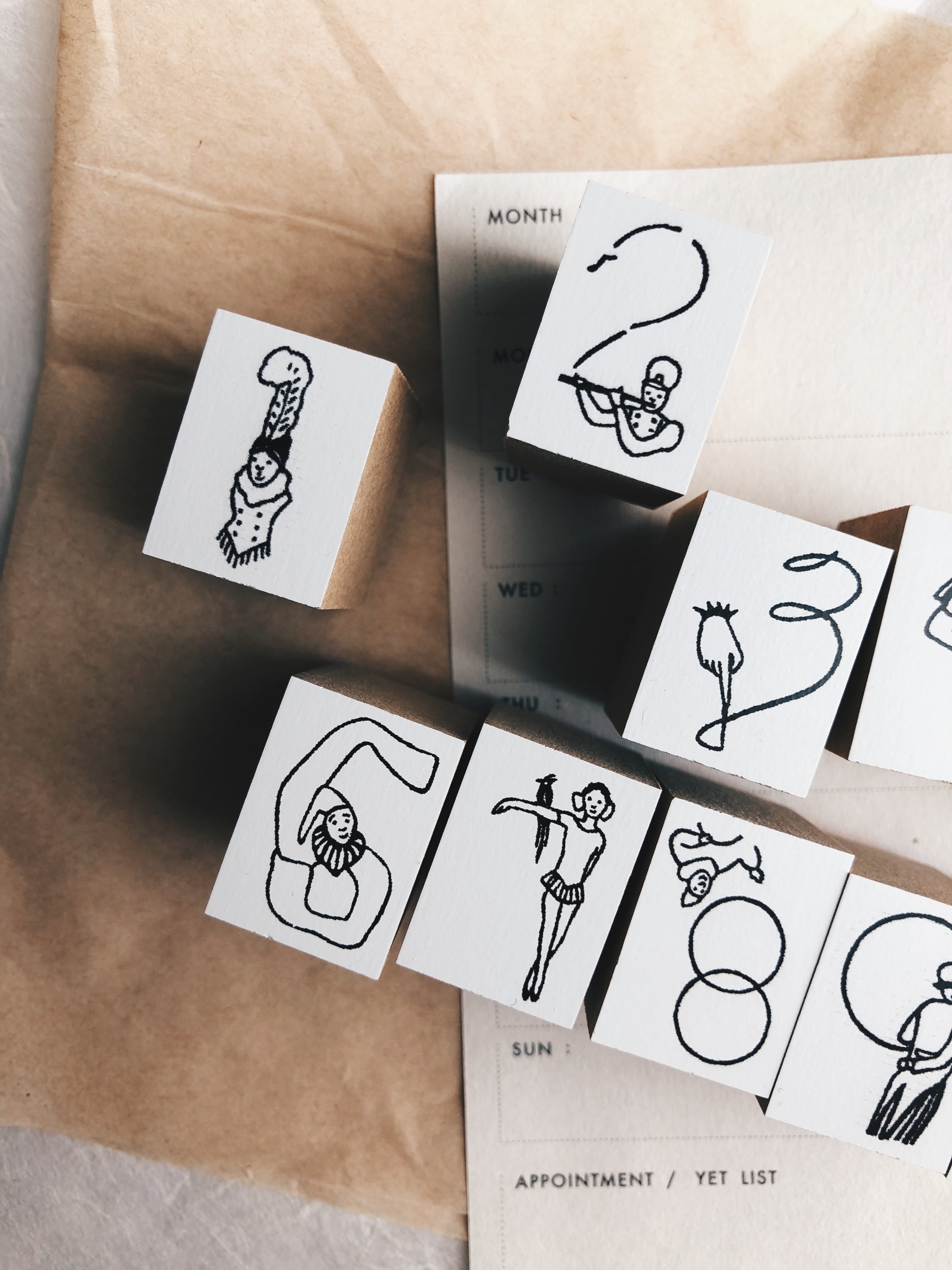Rakuihana Circus Number Rubber Stamps - Smidapaper Ikigai Shop
