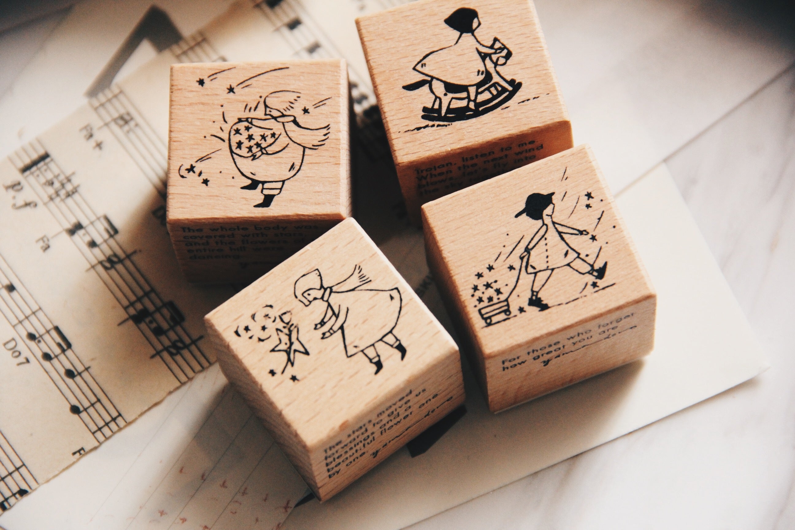 Yamadoro Star/ Trojan/ Girl Rubber Stamp (set of 4) - Smidapaper Ikigai Shop