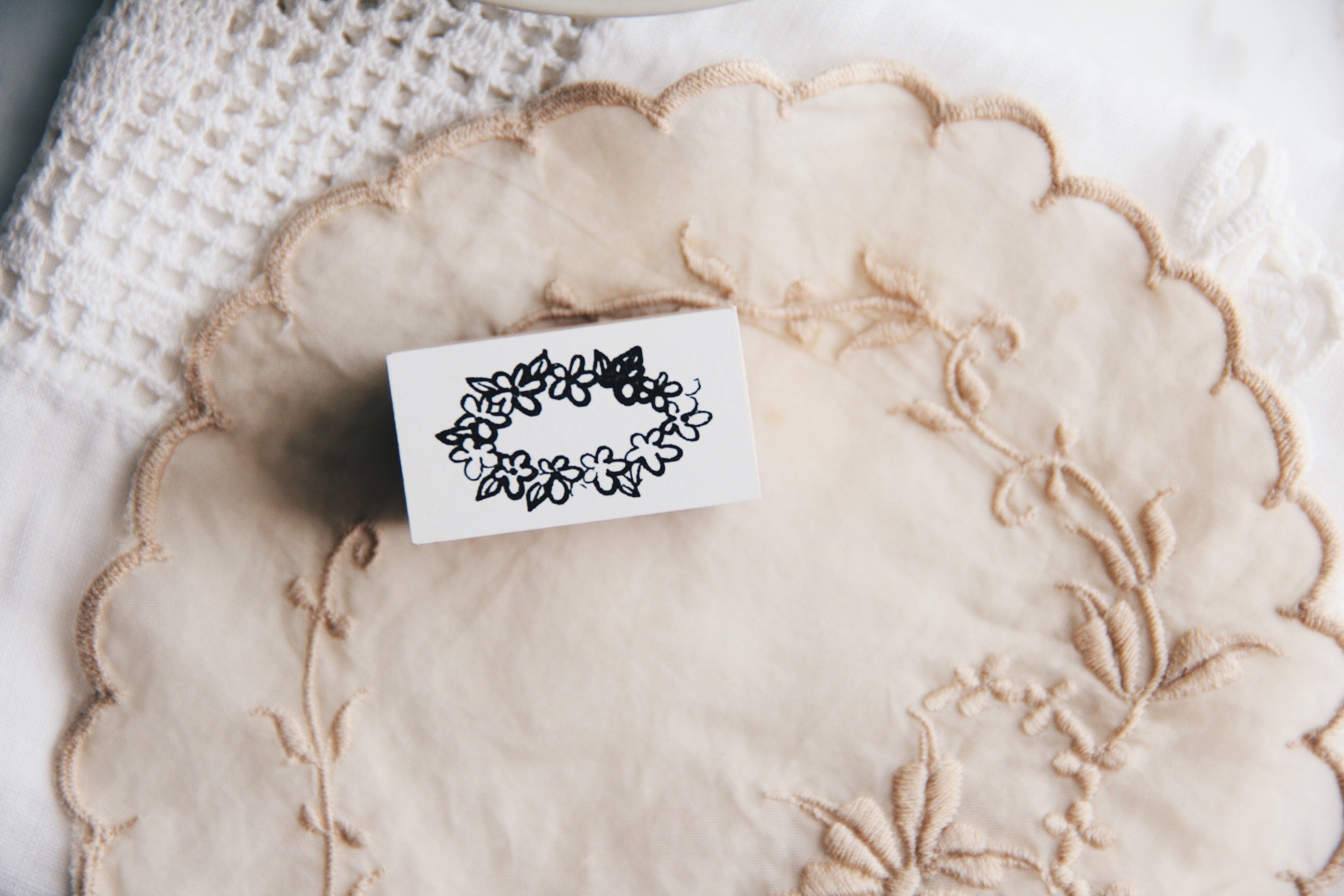 Nico Neco Original Japanese Flower Wreath Rubber Stamp - Smidapaper Ikigai Shop