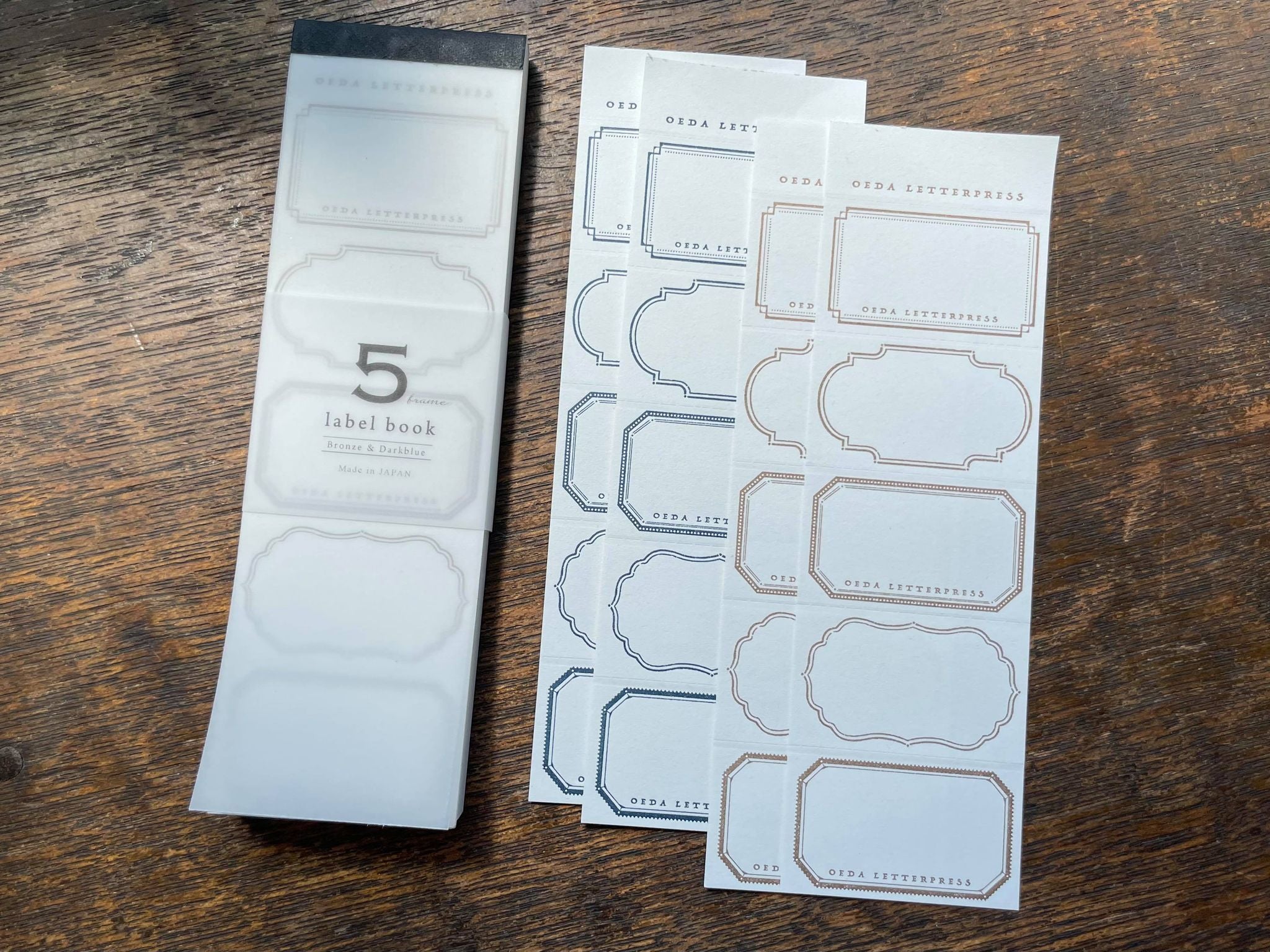 Oeda Letterpress 5 Frame Label Book: Frame (3 Colours) - Smidapaper Ikigai Shop