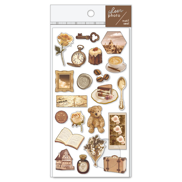 Mindwave Sheer Photo Motif Seal Stickers: Brown - Smidapaper Ikigai Shop