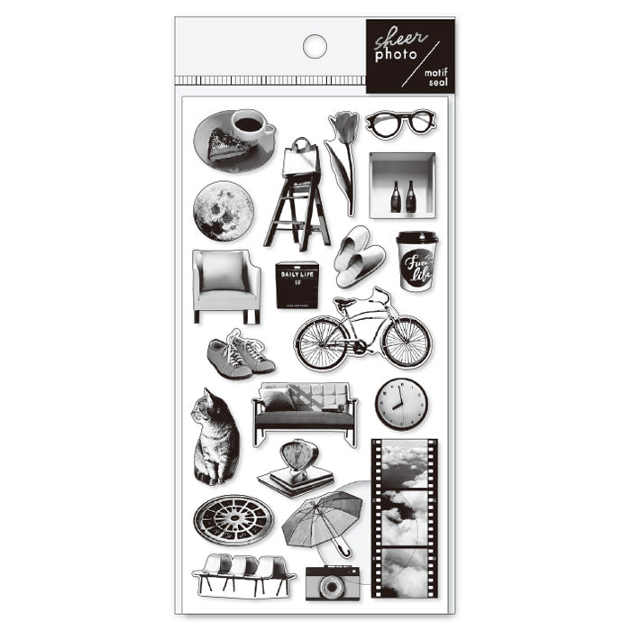 Mindwave Sheer Photo Motif Seal Stickers: Monochrome - Smidapaper Ikigai Shop