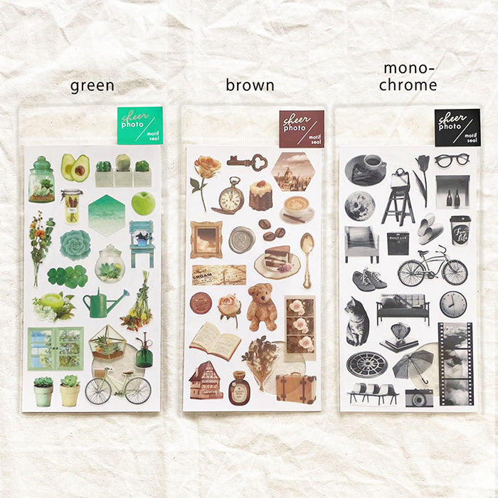 Mindwave Sheer Photo Motif Seal Stickers: Brown - Smidapaper Ikigai Shop