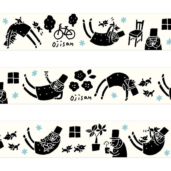 Midori Ojisan 25th Anniversary Masking Tape - Ojisan & Dogs (M) - Smidapaper Ikigai Shop