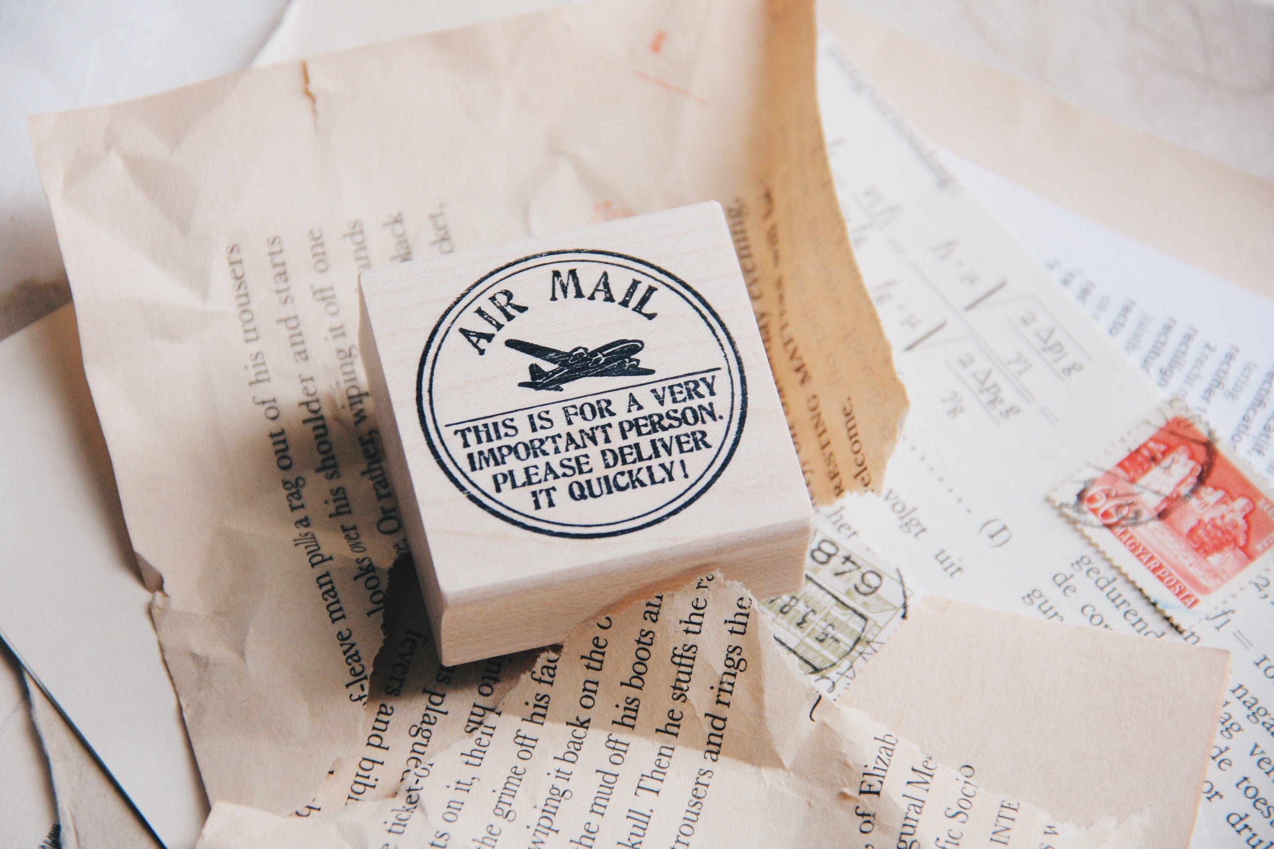 Catslife Press Air Mail Large Seal Rubber Stamp - Smidapaper Ikigai Shop