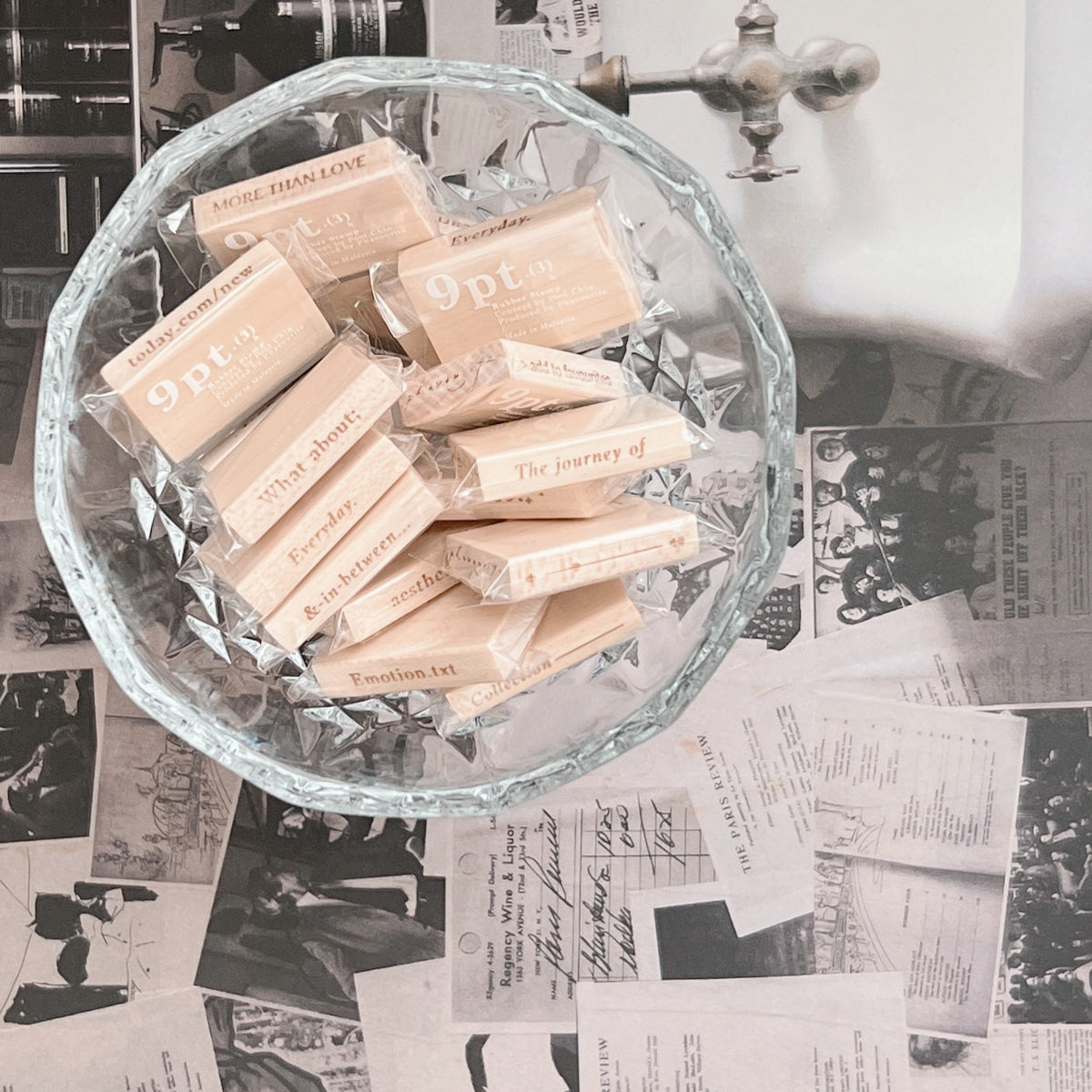 PC 9pt. (3) Tiny Text Rubber Stamps (18 types)