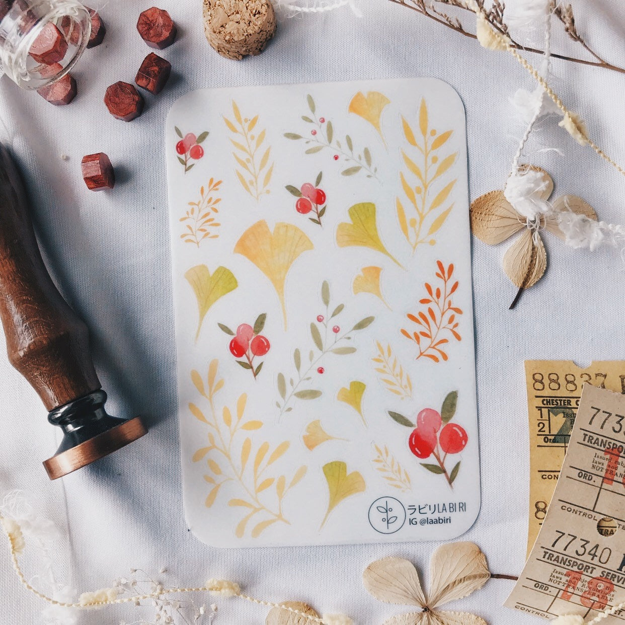 Labiri Autumn Element Transparent Stickers - Smidapaper Ikigai Shop