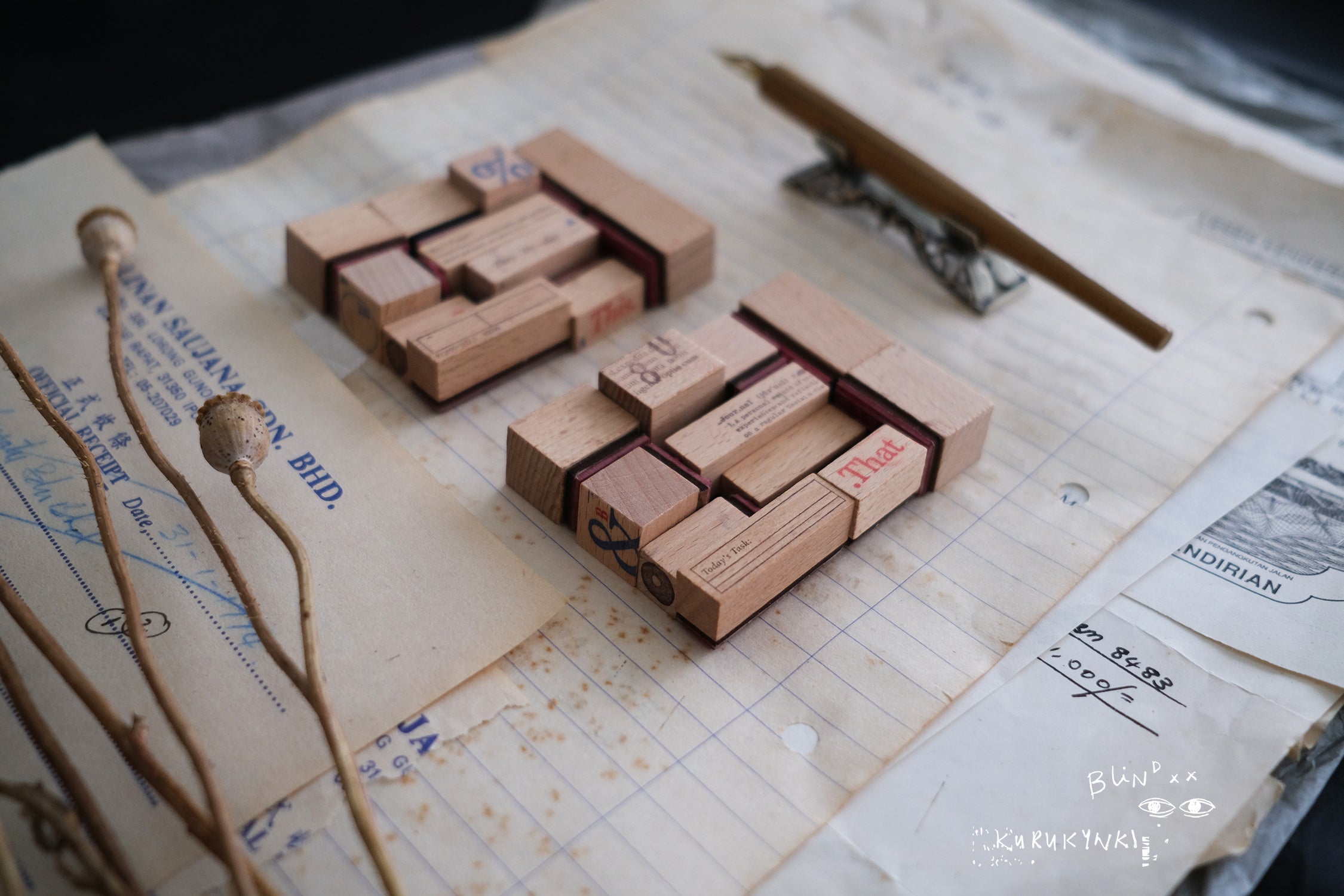 Kurukynki Blindxx Rubber Stamp Set (A/B) - Smidapaper Ikigai Shop