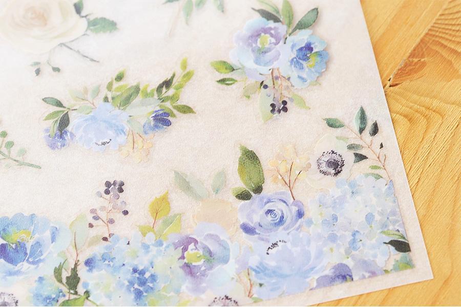MU Print-On Stickers-039 Romantic Blue Rose - Smidapaper Ikigai Shop