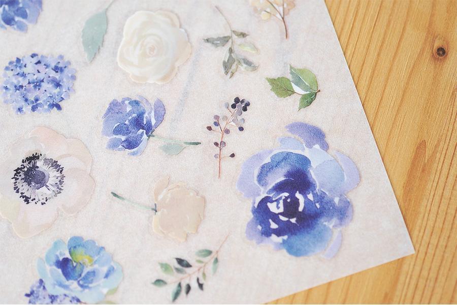MU Print-On Stickers-039 Romantic Blue Rose - Smidapaper Ikigai Shop