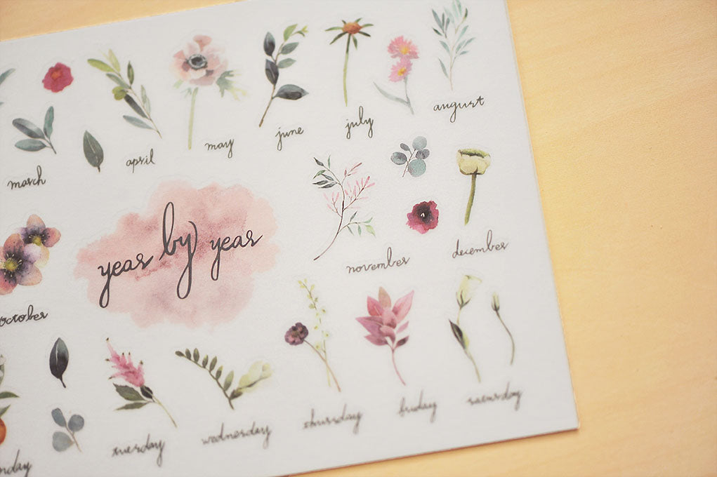 MU Print-On Stickers-072 Monthly Blooms - Smidapaper Ikigai Shop