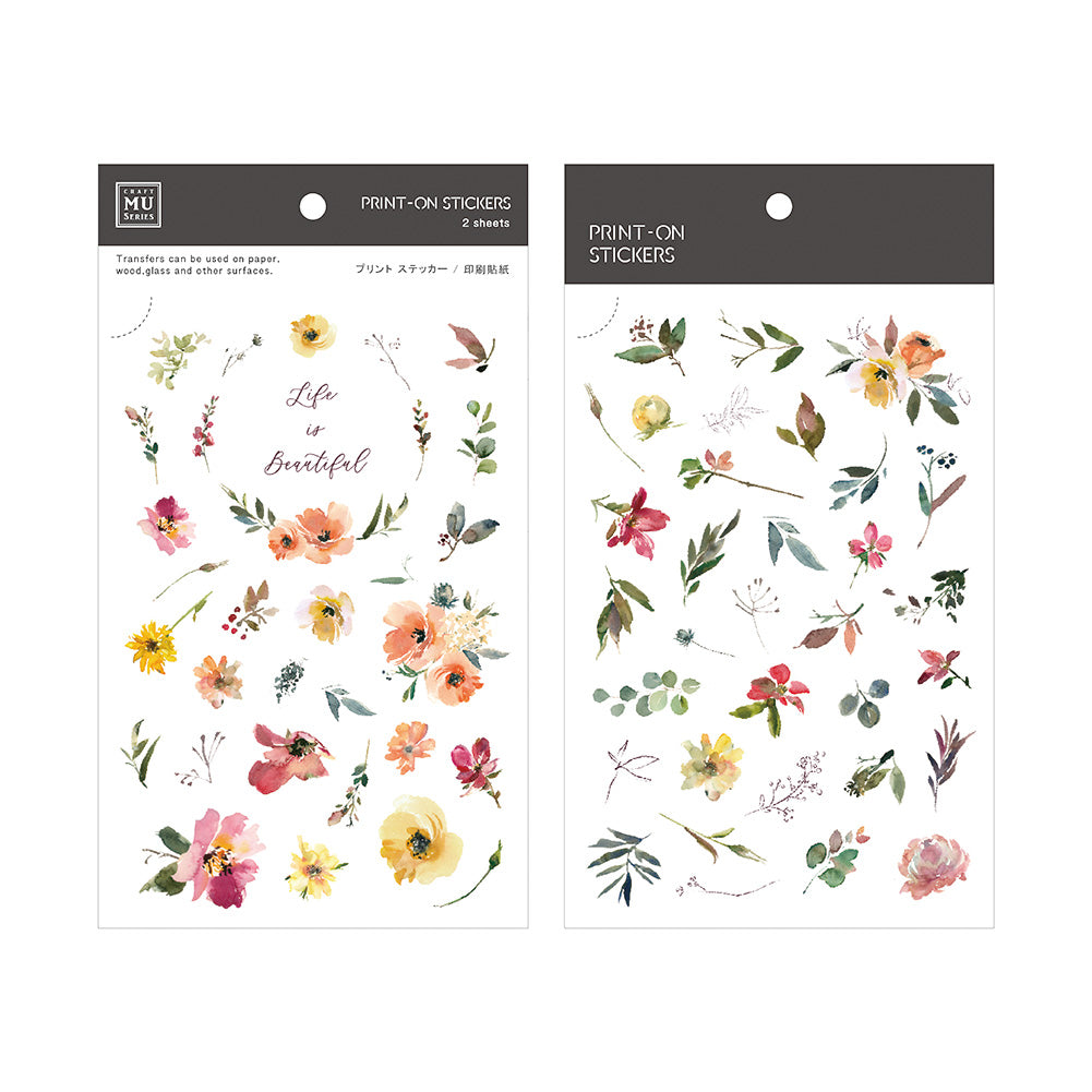 MU Print-On Stickers-082 Crimson Wildflowers - Smidapaper Ikigai Shop