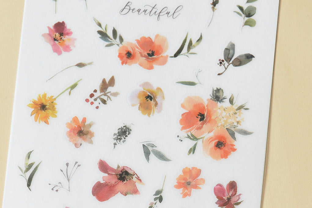 MU Print-On Stickers-082 Crimson Wildflowers - Smidapaper Ikigai Shop