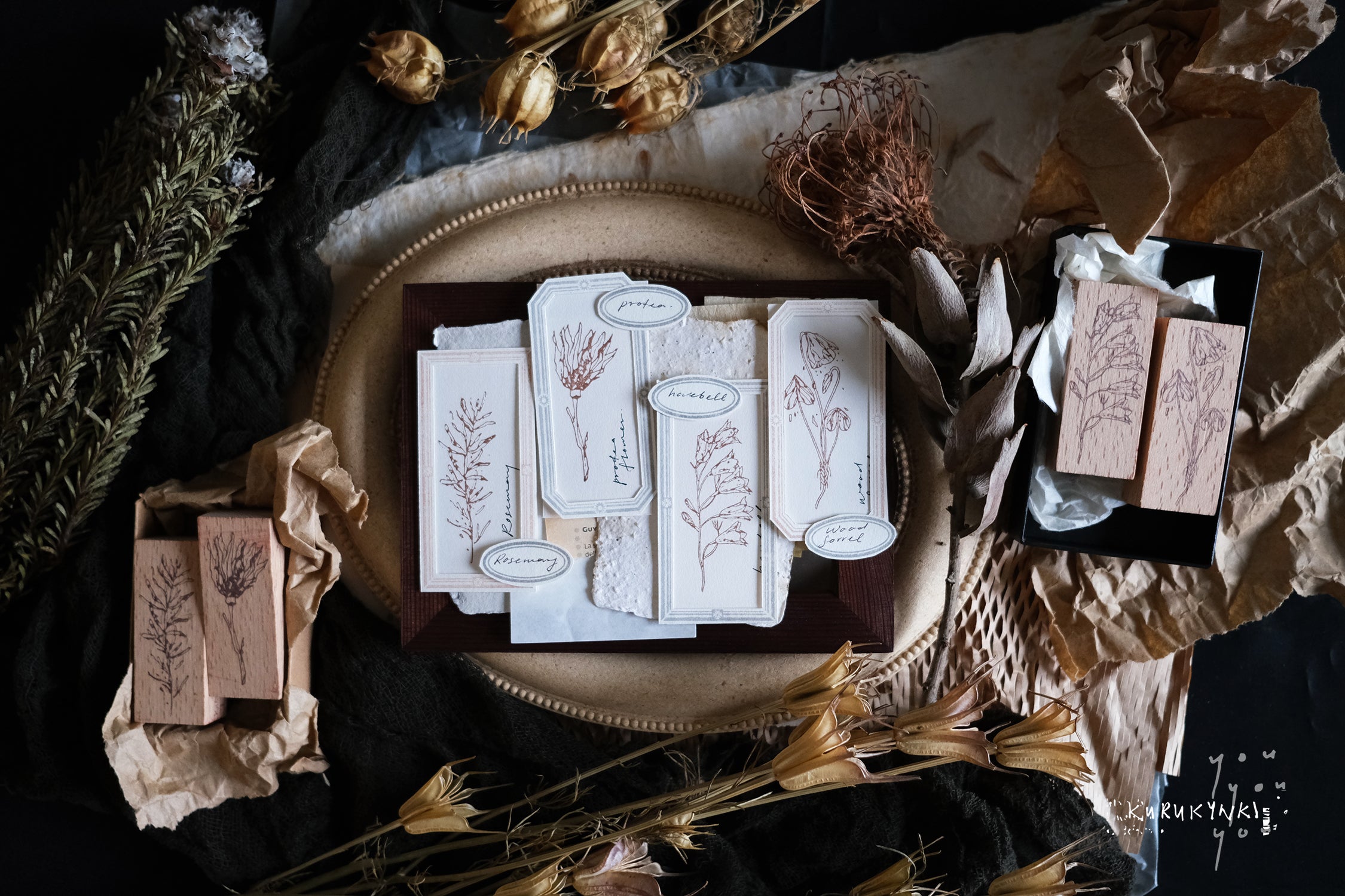 Kurukynki You:S.7 Classic Botanical Rubber Stamp (4 designs, sold separately) - Smidapaper Ikigai Shop