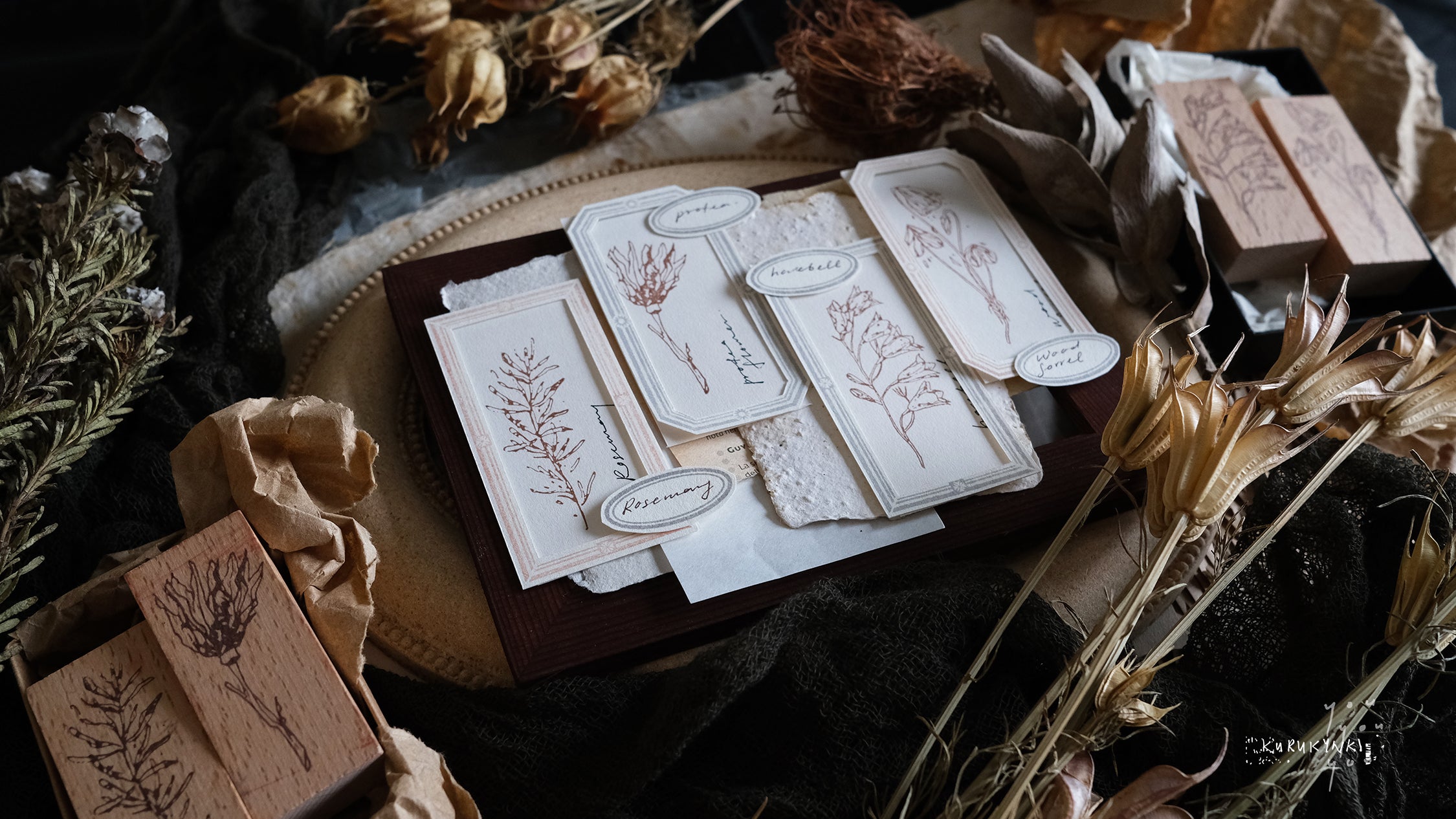 Kurukynki You:S.7 Classic Botanical Rubber Stamp (4 designs, sold separately) - Smidapaper Ikigai Shop