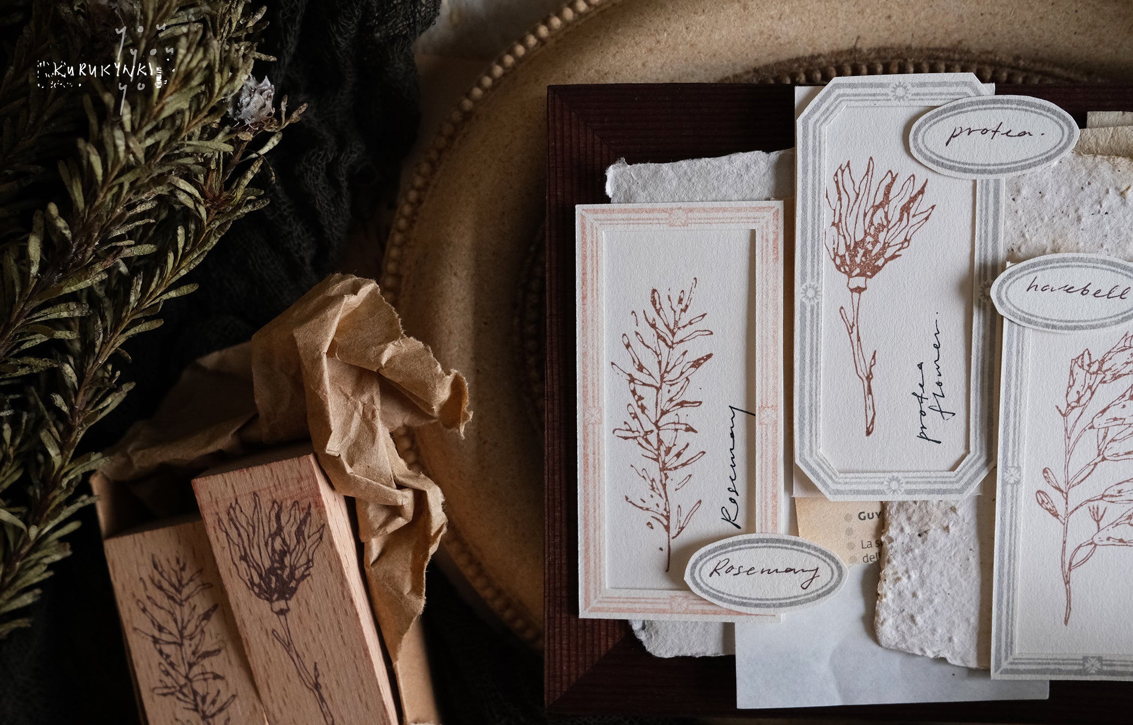 Kurukynki You:S.7 Classic Botanical Rubber Stamp (4 designs, sold separately) - Smidapaper Ikigai Shop