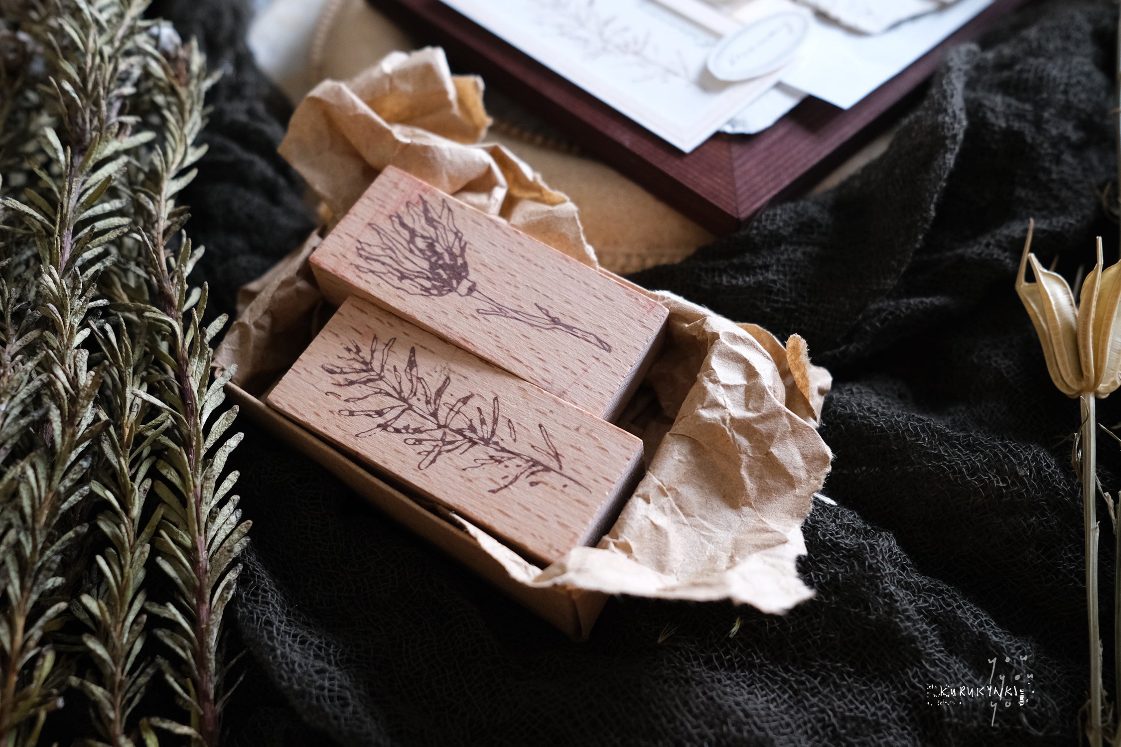 Kurukynki You:S.7 Classic Botanical Rubber Stamp (4 designs, sold separately) - Smidapaper Ikigai Shop