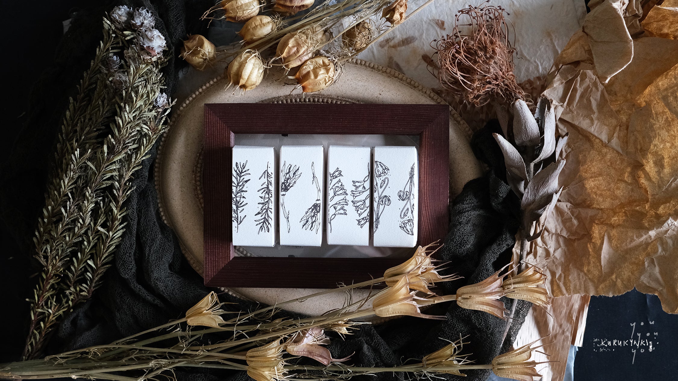 Kurukynki You:S.7 Classic Botanical Rubber Stamp (4 designs, sold separately) - Smidapaper Ikigai Shop