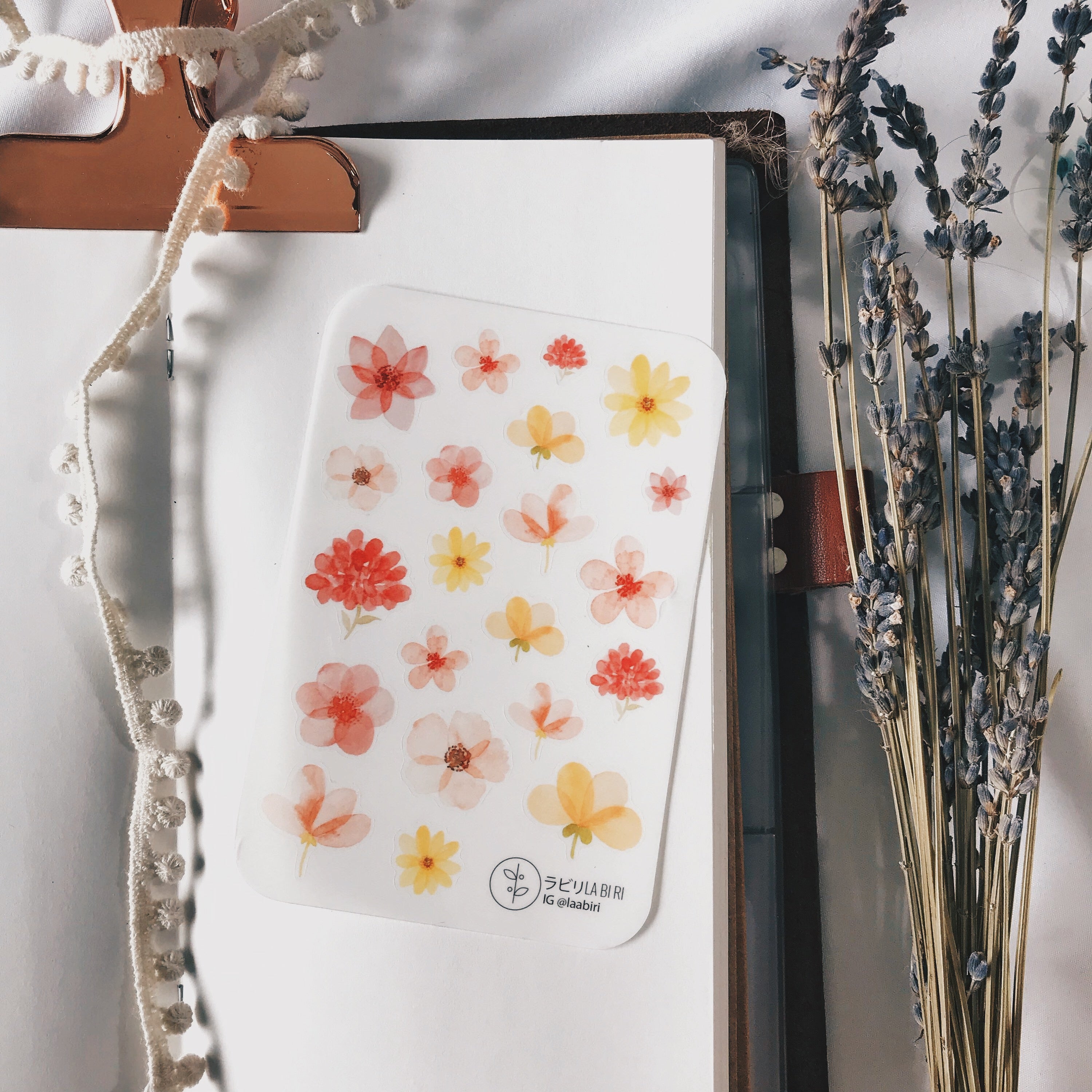 Labiri Pink Floral Transparent Stickers - Smidapaper Ikigai Shop