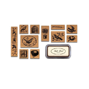 Cavallini & Co. Rubber Stamp Set - Birds & Nests - Smidapaper Ikigai Shop