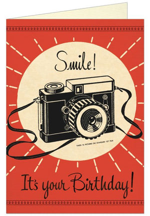 Cavallini & Co. - Camera Birthday Smile Single Greeting Card - Smidapaper Ikigai Shop