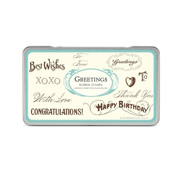 Cavallini & Co. Rubber Stamp Set - Greetings - Smidapaper Ikigai Shop