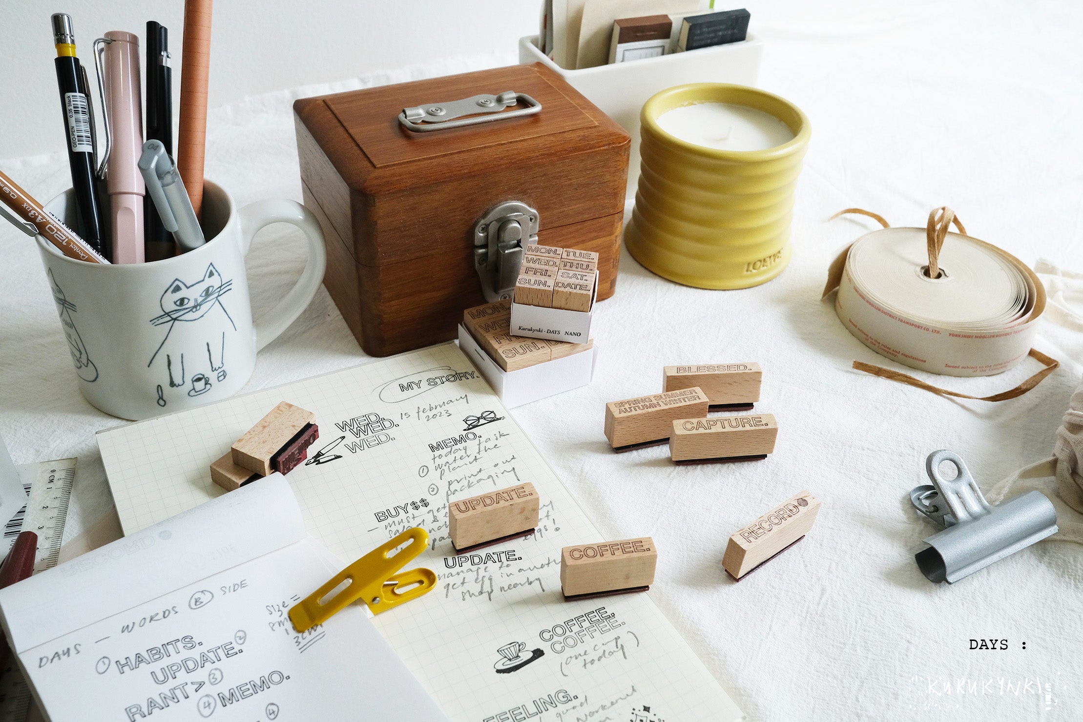 Kurukynki DAYS // Side A & B Rubber Stamp Set (2 types)