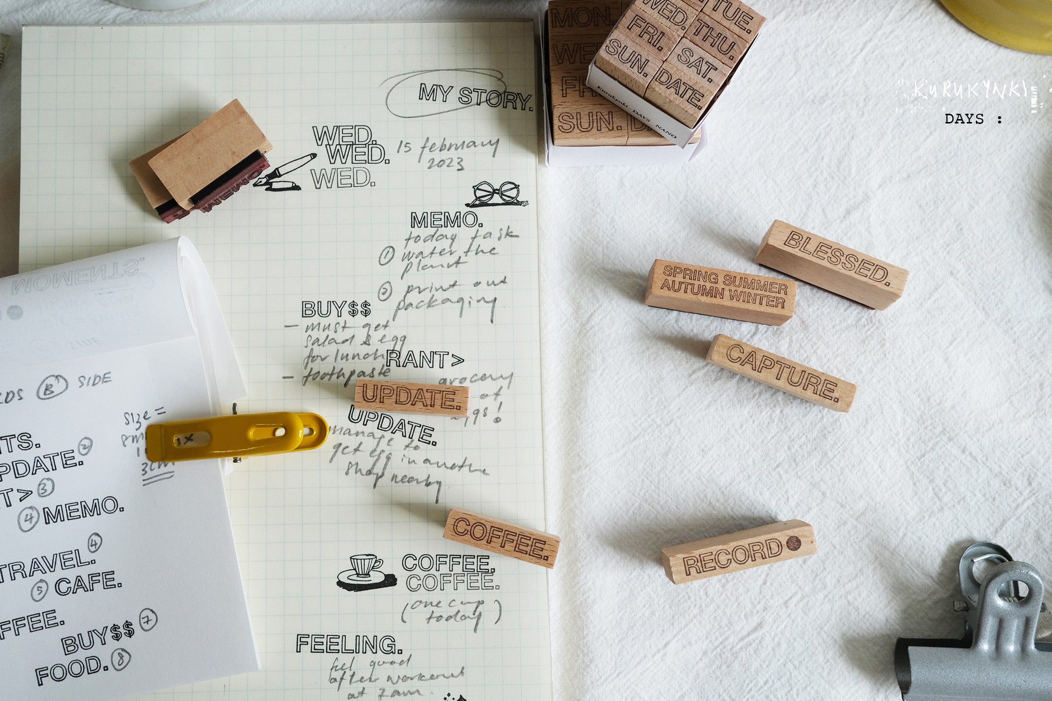 Kurukynki DAYS // Side A & B Rubber Stamp Set (2 types)