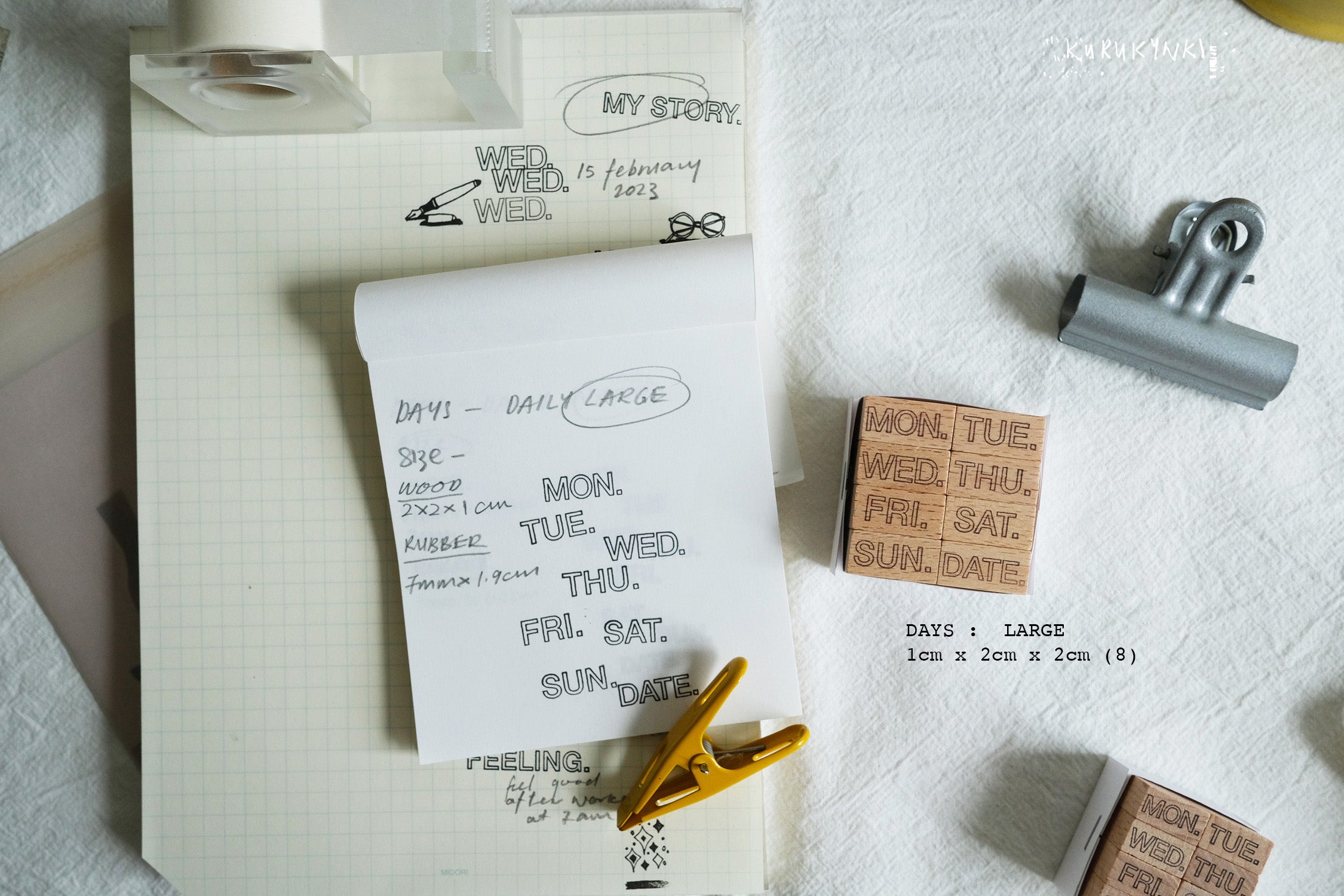 Kurukynki DAYS // Large or Nano Rubber Stamp Set (2 types)