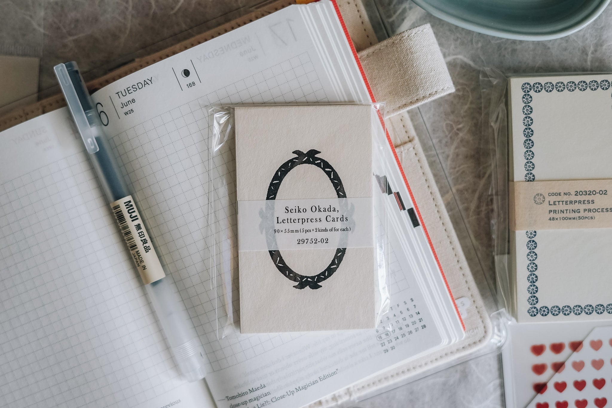 Letterpress Mini Cards: B (2 types) - Smidapaper Ikigai Shop