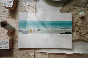Miki Tamura Postcard: Blue and the City - Smidapaper Ikigai Shop