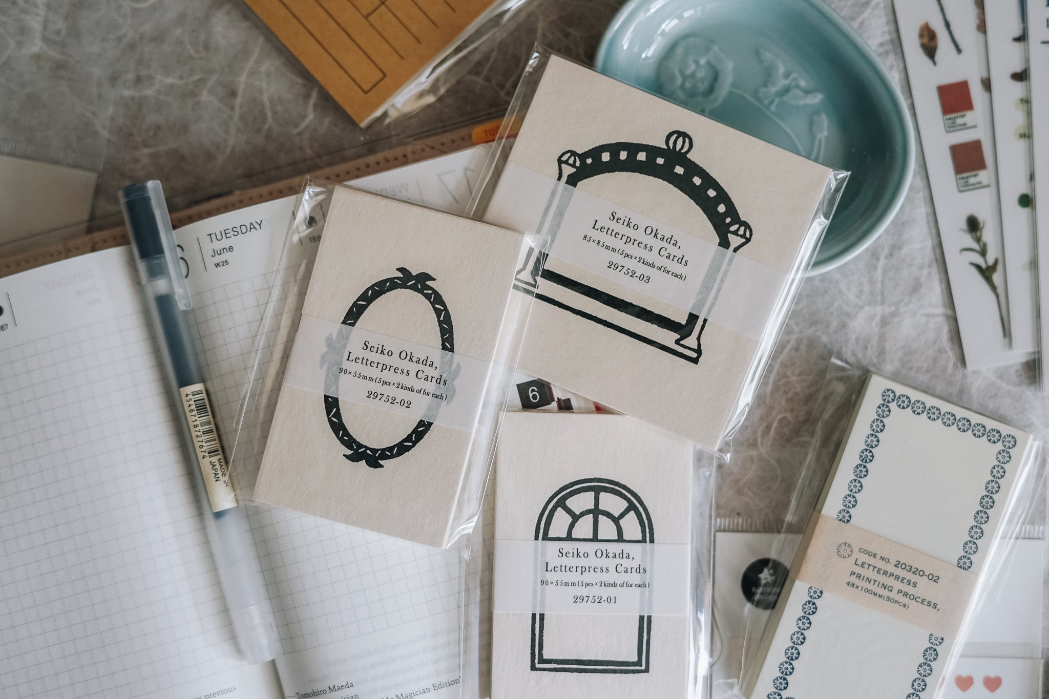 Classiky Letterpress Mini Cards: C (2 types) - Smidapaper Ikigai Shop