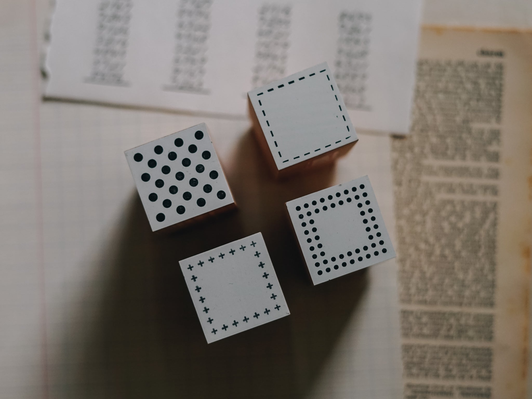 Osco Labo Large Rubber Stamp: Square Double Frame Dots - Smidapaper Ikigai Shop