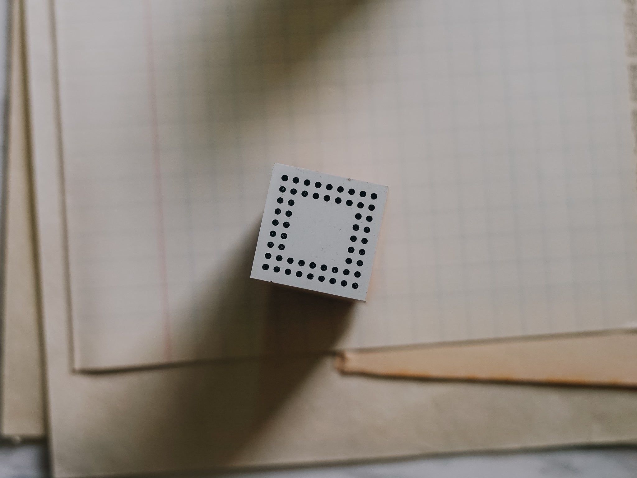 Osco Labo Large Rubber Stamp: Square Double Frame Dots - Smidapaper Ikigai Shop