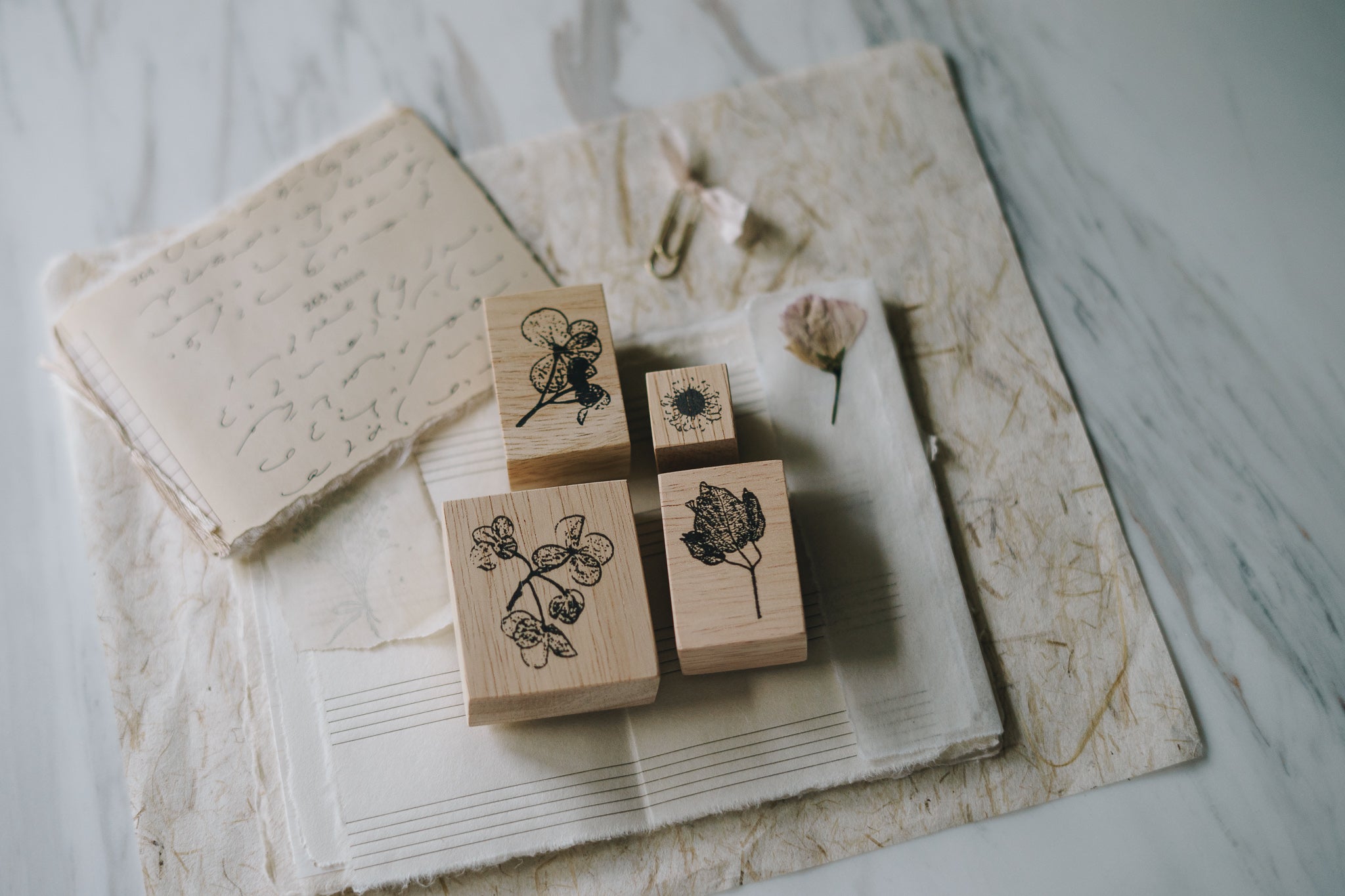 Pressed Flower Rubber Stamp: B - Smidapaper Ikigai Shop