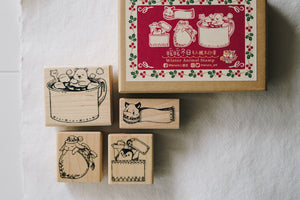 Maruco Winter Bunny Rubber Stamp Set (set of 4) - Smidapaper Ikigai Shop