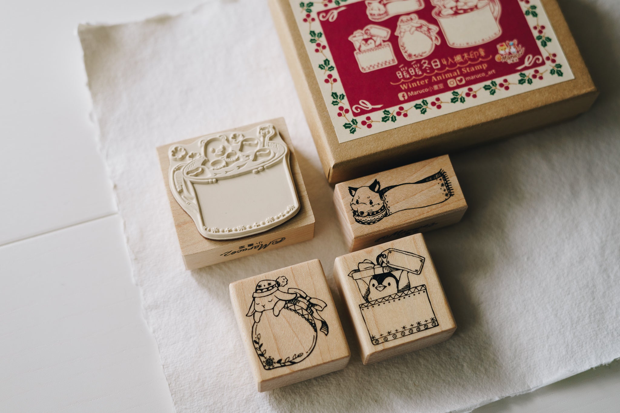 Maruco Winter Bunny Rubber Stamp Set (set of 4) - Smidapaper Ikigai Shop
