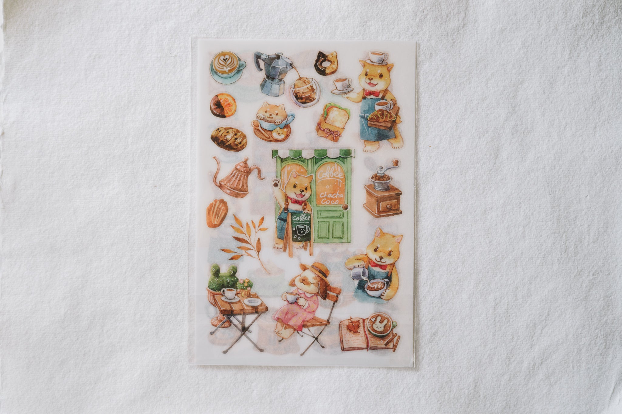 Maruco Cha Cha & Coco Cafe Transfer Stickers - Smidapaper Ikigai Shop
