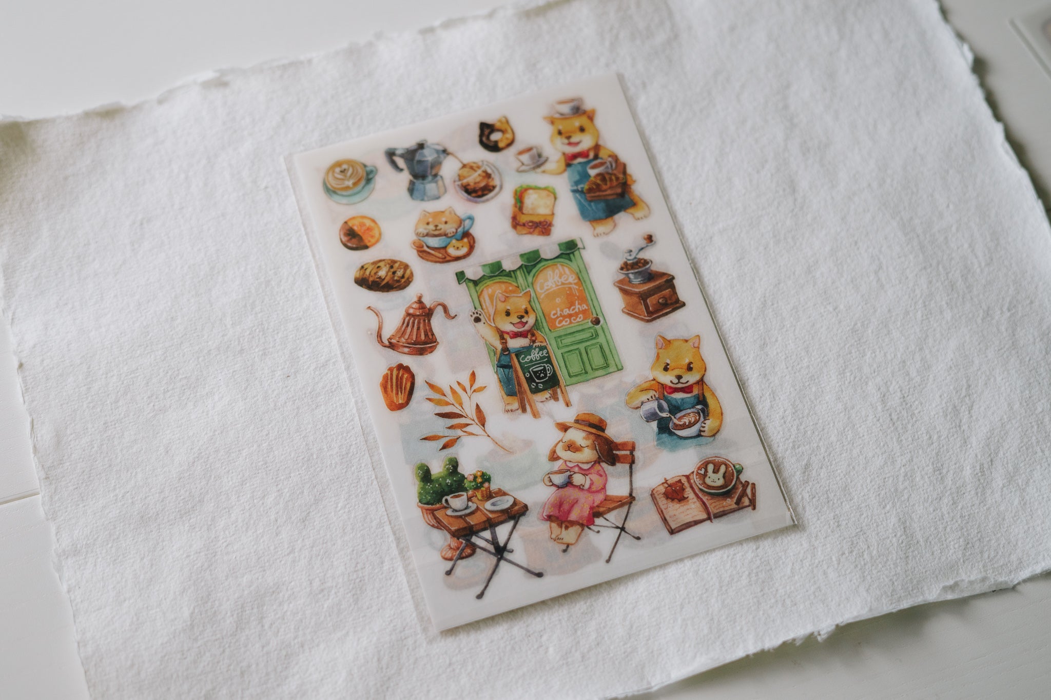 Maruco Cha Cha & Coco Cafe Transfer Stickers - Smidapaper Ikigai Shop