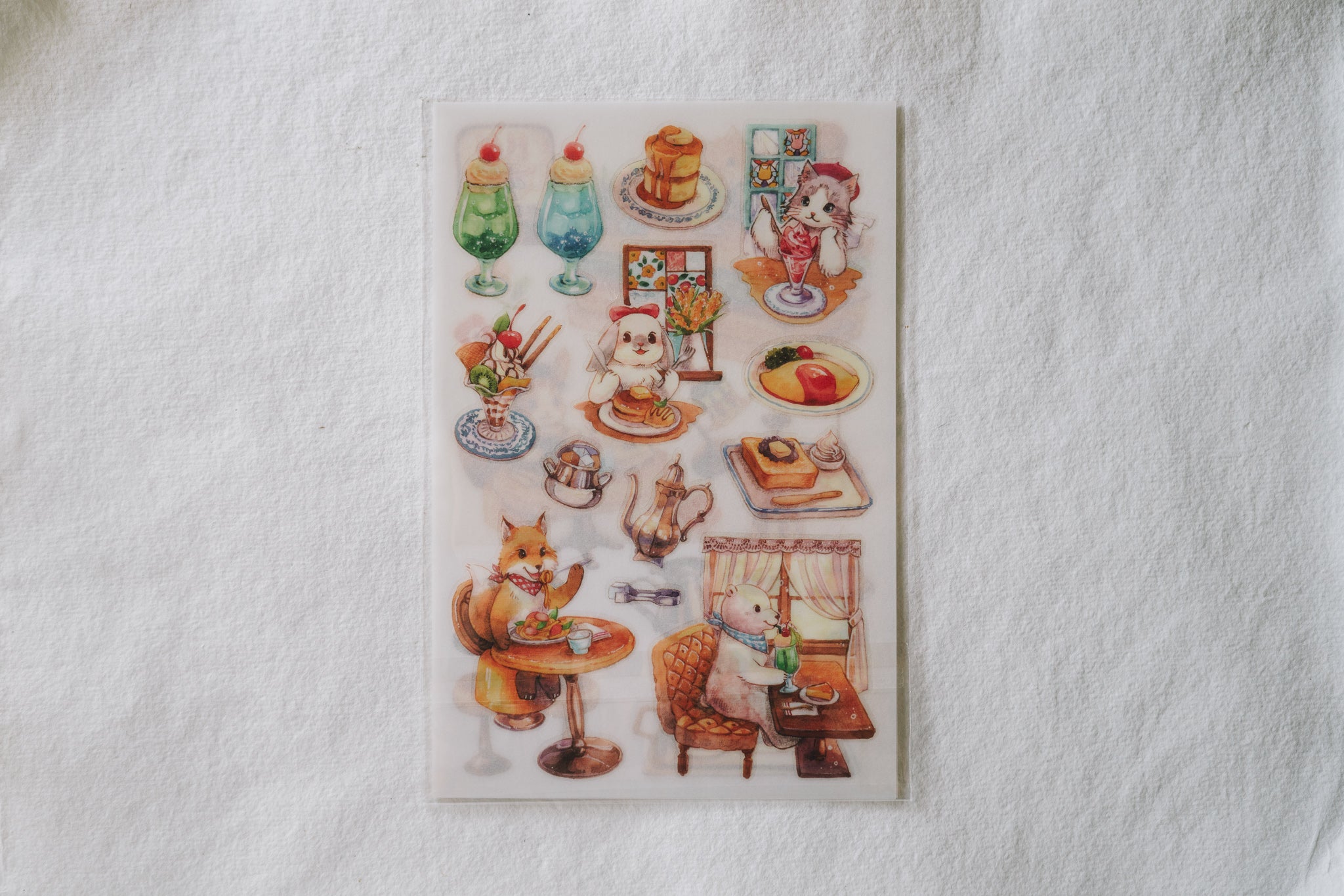 Maruco Cha Cha & Coco Japanese Cafe Transfer Stickers - Smidapaper Ikigai Shop