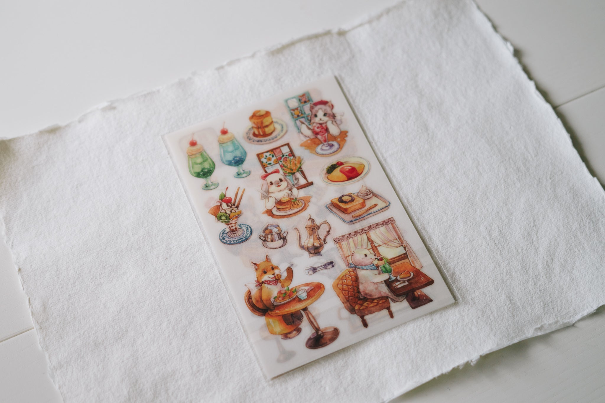 Maruco Cha Cha & Coco Japanese Cafe Transfer Stickers - Smidapaper Ikigai Shop
