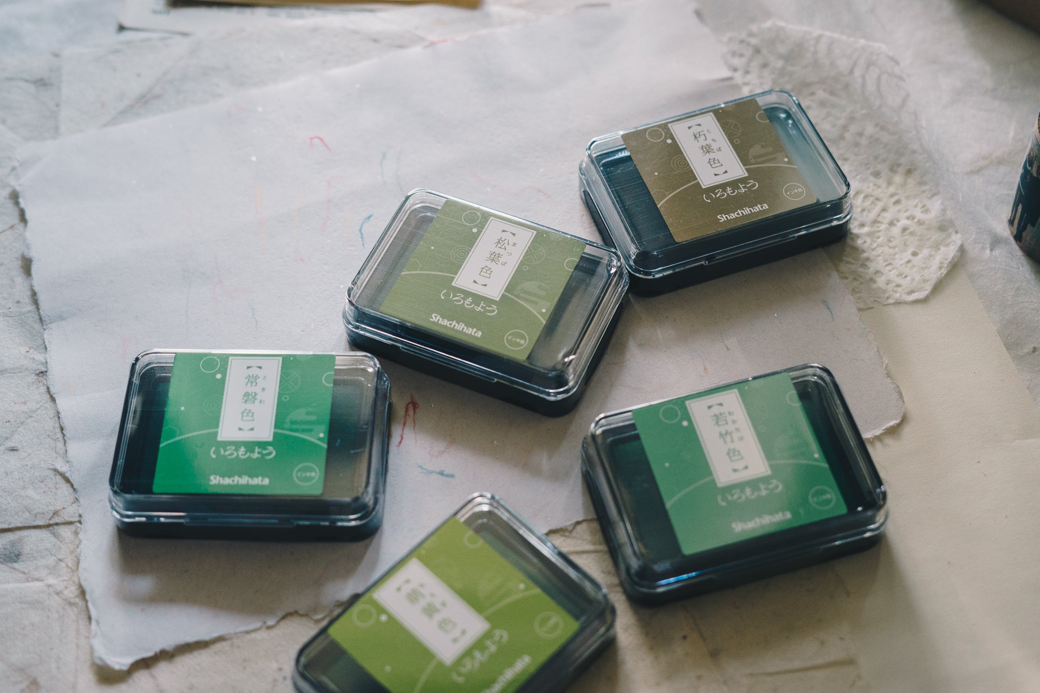 Shachihata Iromoyo Ink Pad (Greens) 24 Colours - Smidapaper Ikigai Shop