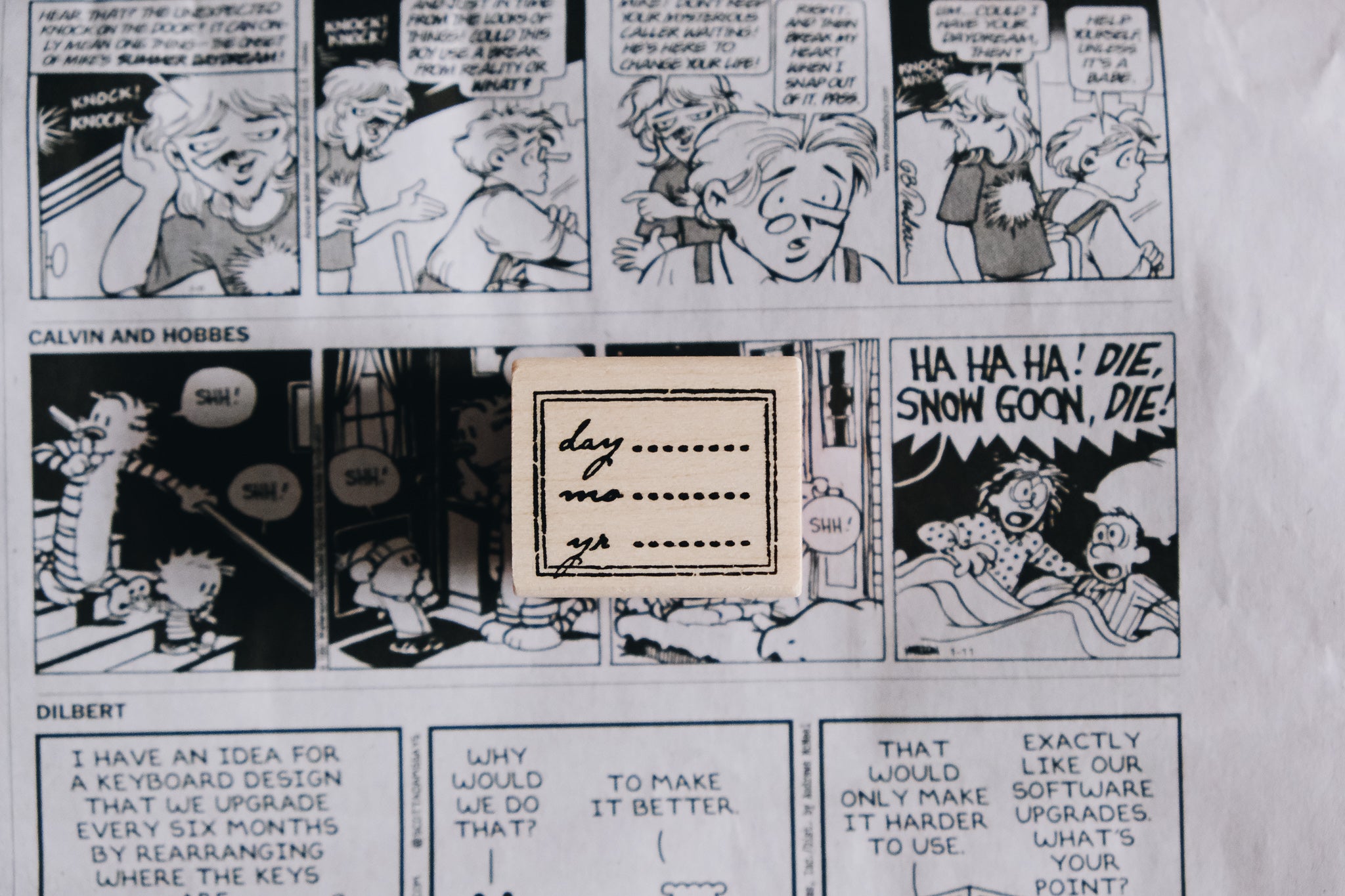 Catslife Press Day Month Year Label Rubber Stamp - Smidapaper Ikigai Shop